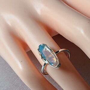 Fire Opal ring size 6 adjustable-sterling silver-gemstonering-business casual